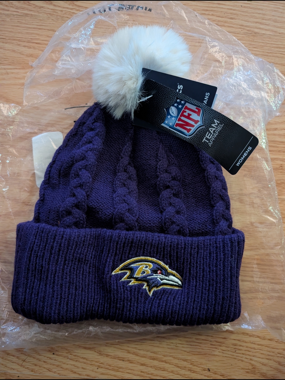 Fanatics Baltimore Ravens Purple Knit Pom Beanie